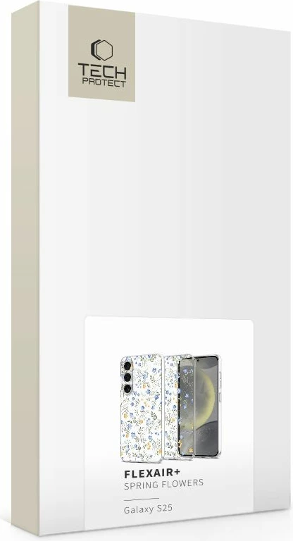 Mbështjellës Tech-Protect FlexAir për Samsung Galaxy S25, Daisies with Leaves, Bardhë/Transparent