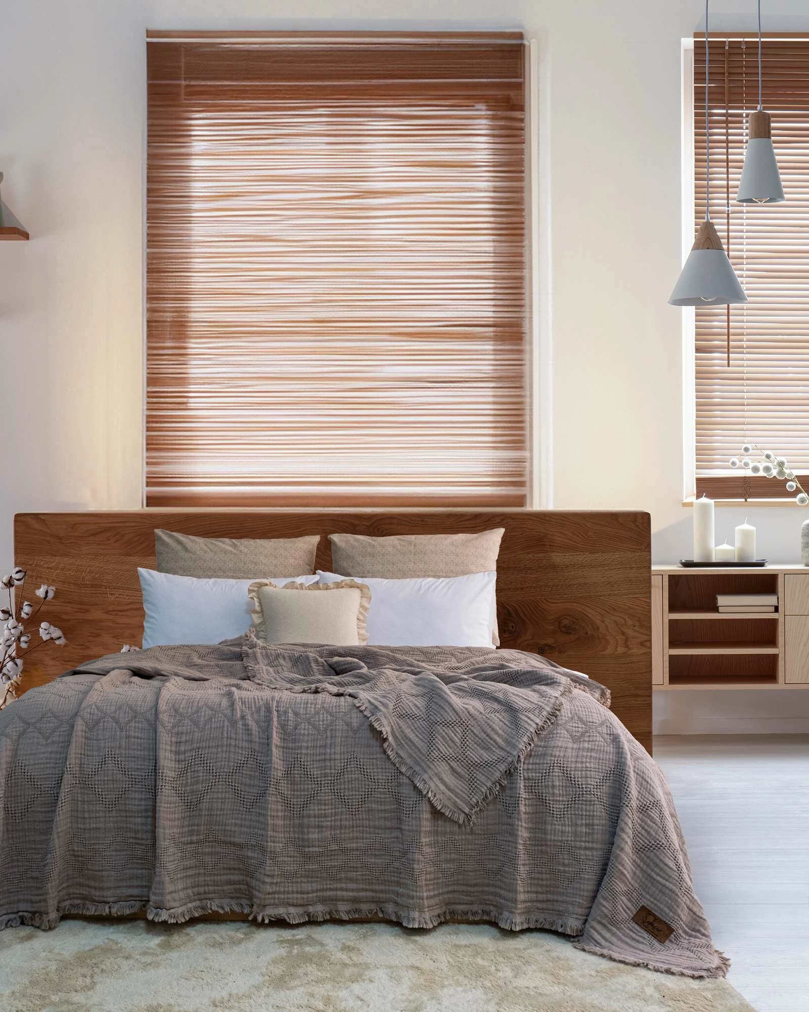 Mbulesë krevati dopio, ngjyrë mink, L'essentiel, Oscar