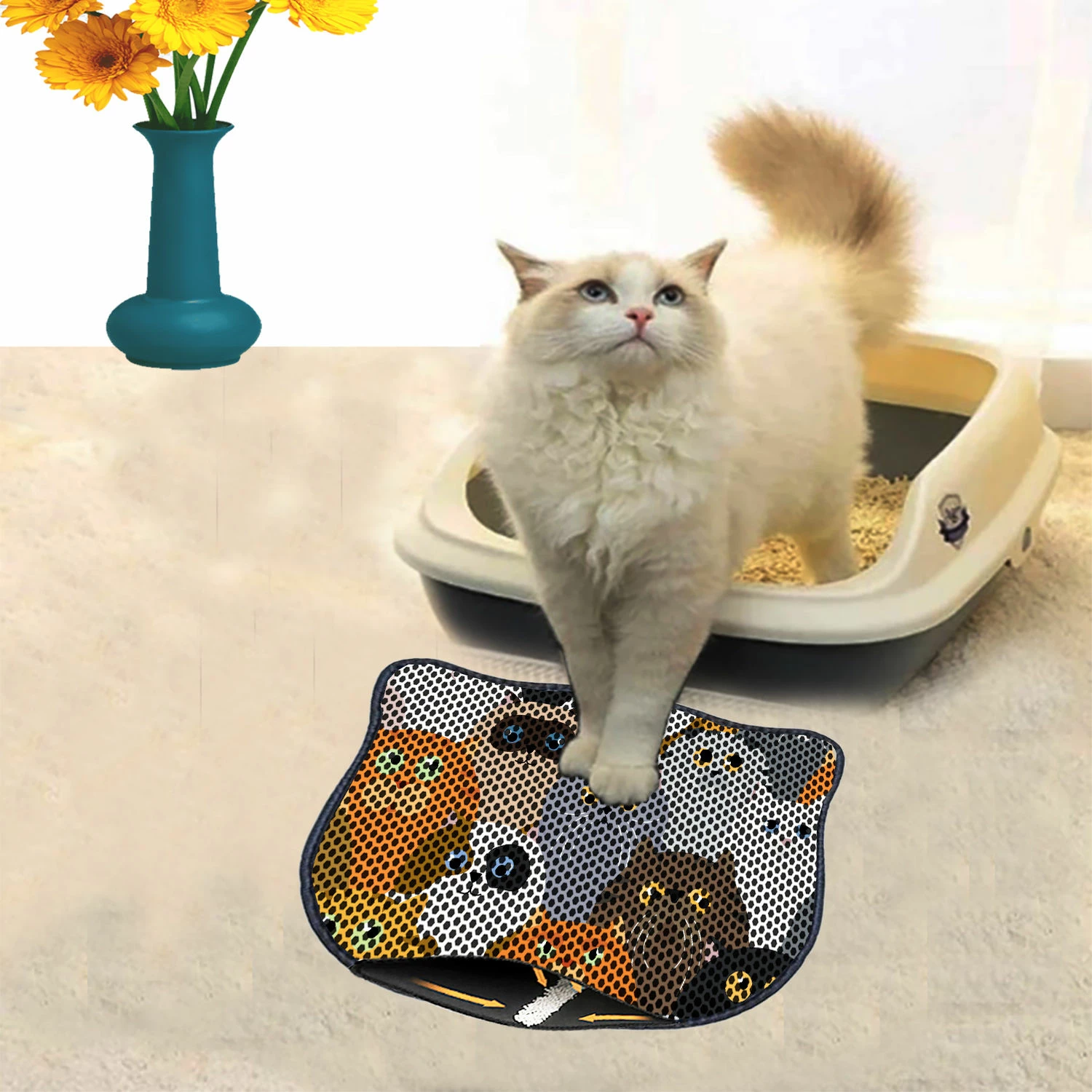 Tapet për rërë të maceve, shumëngjyrësh, Kdkafa0008