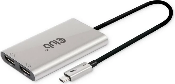 Adapter Thunderbolt 3 Club3D 2x DisplayPort 1.2 4K, argjendtë