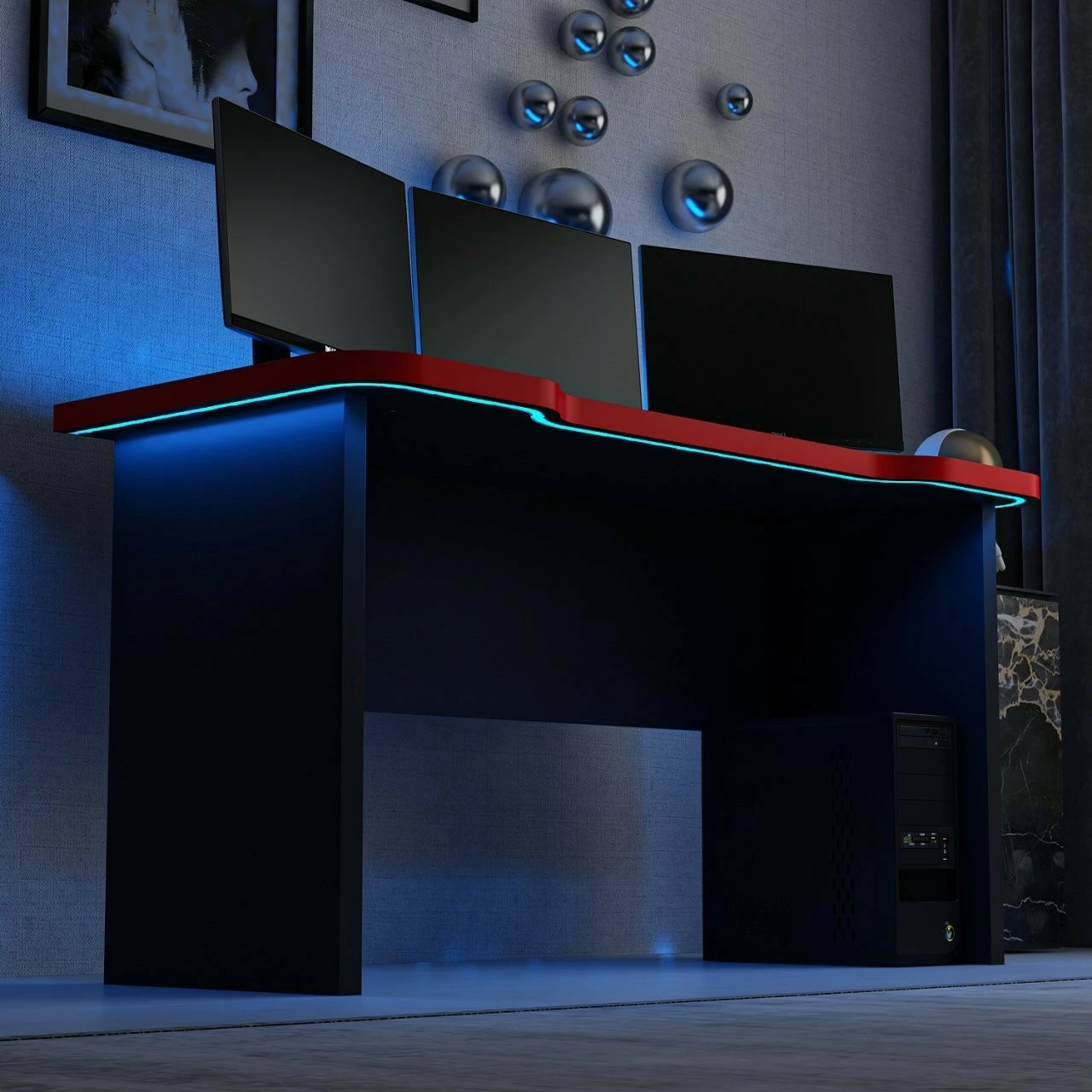 Tavolinë gaming Skye Decor, Phoenix 1, e zezë, e kuqe