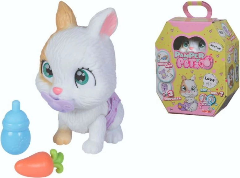 Figurinë lodër Pamper Petz Bunny, Simba, 15 cm, set me 3 surpriza