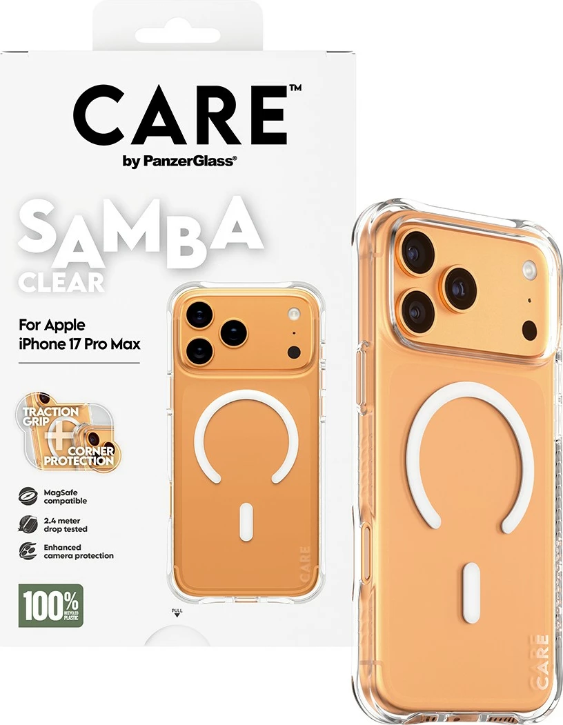 Mbështjellës PanzerGlass CARE Samba MagSafe për iPhone 17 Pro Max, transparent