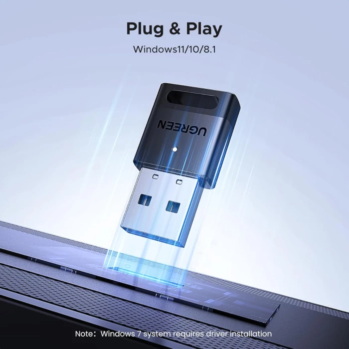 Adapter Bluetooth USB, UGREEN 45134, Bluetooth 5.4, deri 5 pajisje, i zi