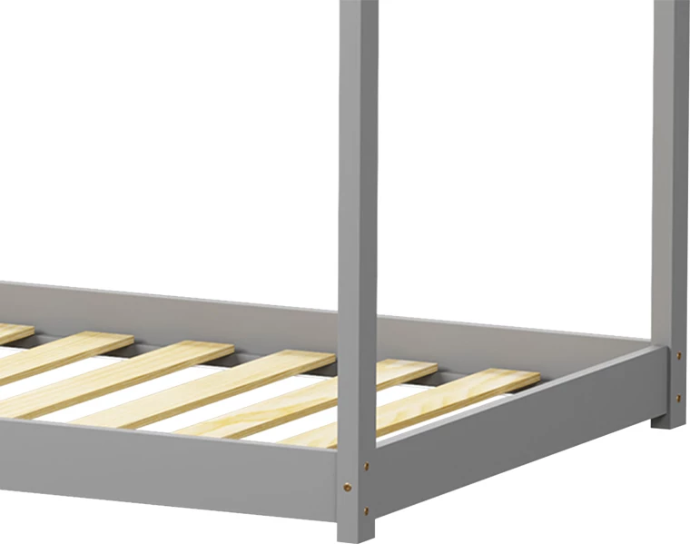 Krevat fëmijësh Nino Montessori, dru pishe, ngjyrë gri, 90x190cm