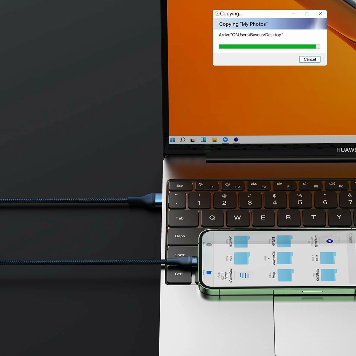 Kabllo USB 3-në-1 Baseus Flash Series II CASS040003 (BSU3888), USB-A në USB-C/Micro USB/Lightning, 1.2 m, 66W, blu