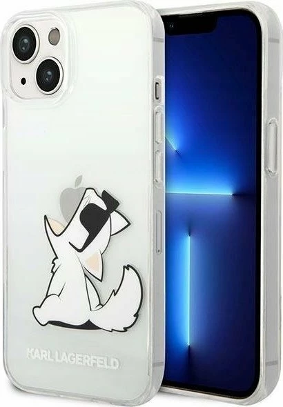 Mbështjellës Karl Lagerfeld KLHCP14MCFNRC për Apple iPhone 14 Plus, hardcase, Choupette Fun, transparent