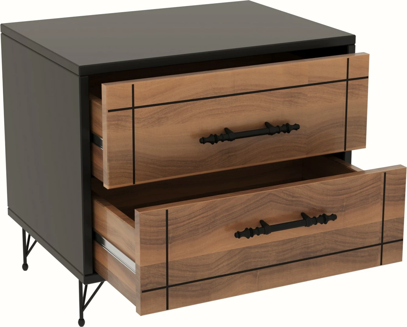 Komodinë nate Hanah Home, ngjyrë arre, e zezë