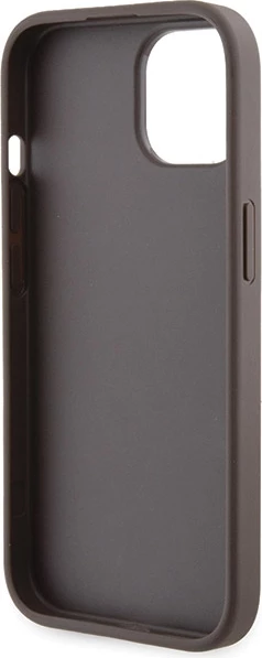 Mbështjellës Guess Grip Stand 4G Triangle Strass për iPhone 15, Kafe