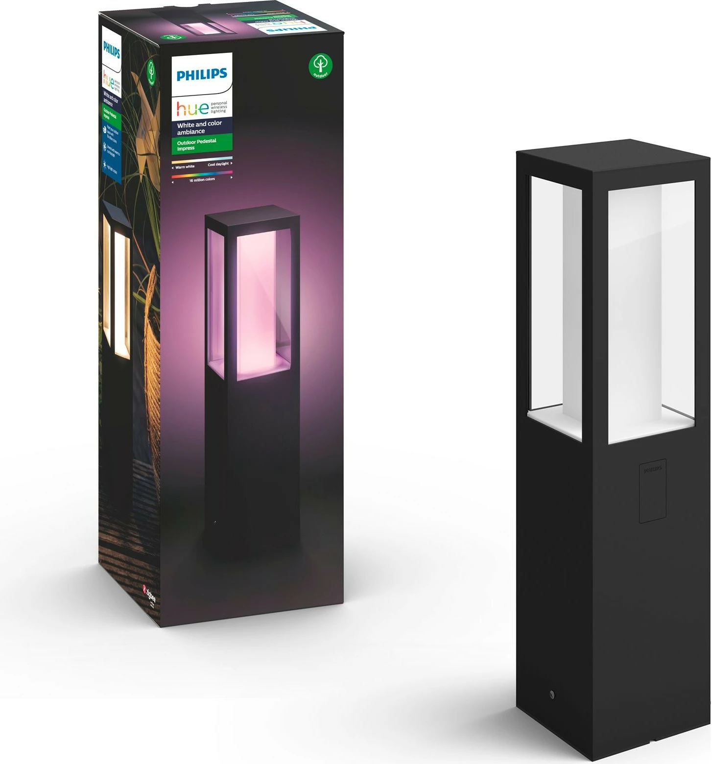 Dritë pedestali smart Philips Hue Impress, LED, ngjyrë e zezë, për jashtë