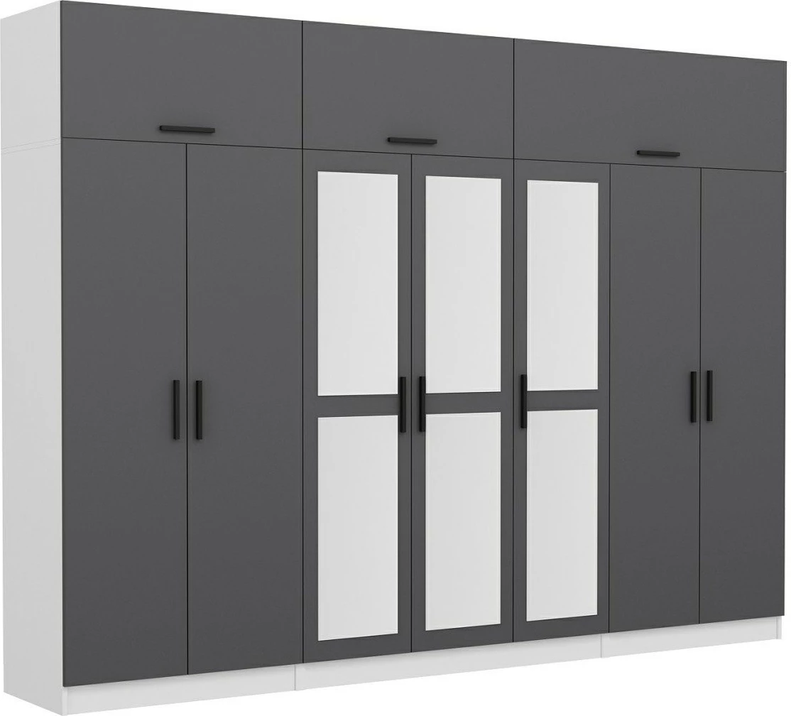 Dollap Skye Decor, anthracit-bardhë, 315x235x52cm, 13 pjesë