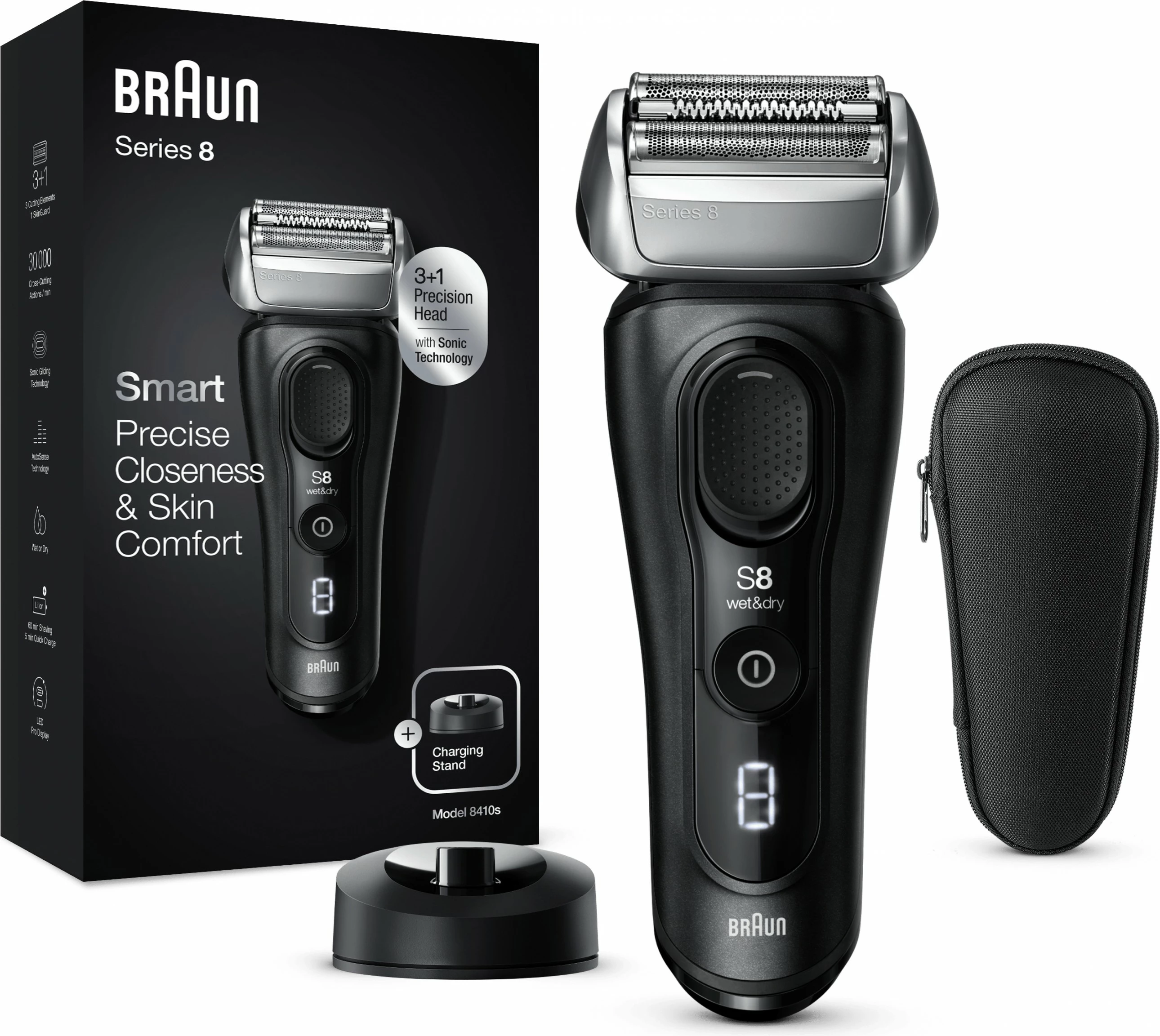 Makinë rroje Braun Series 8 81747473, LED, Bateri, E zezë