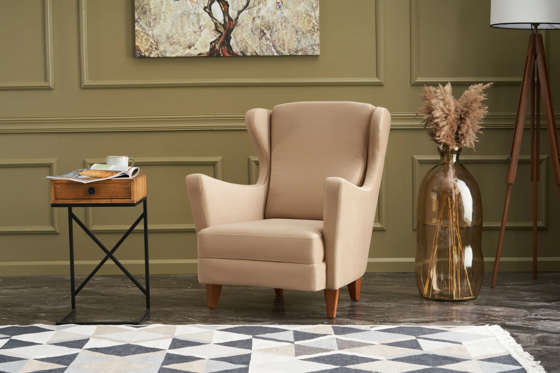 Karrige berjer Lola, krem, Atelier del Sofa