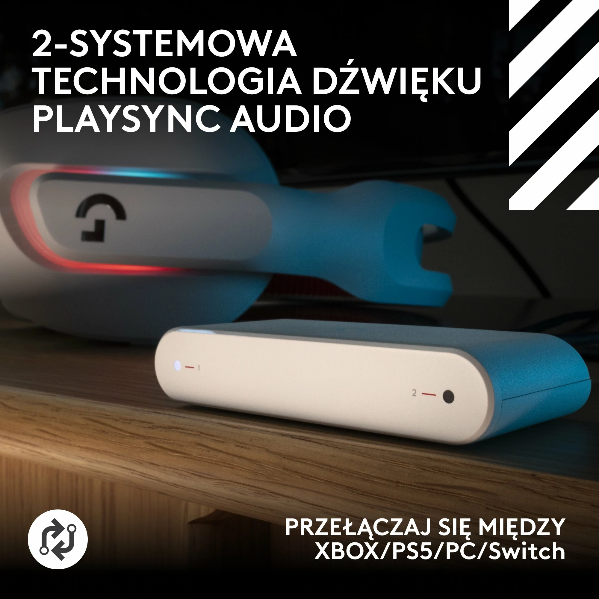 Kufje gaming Logitech Astro A20 X (939-002253), wireless/USB-C, 40mm, White
