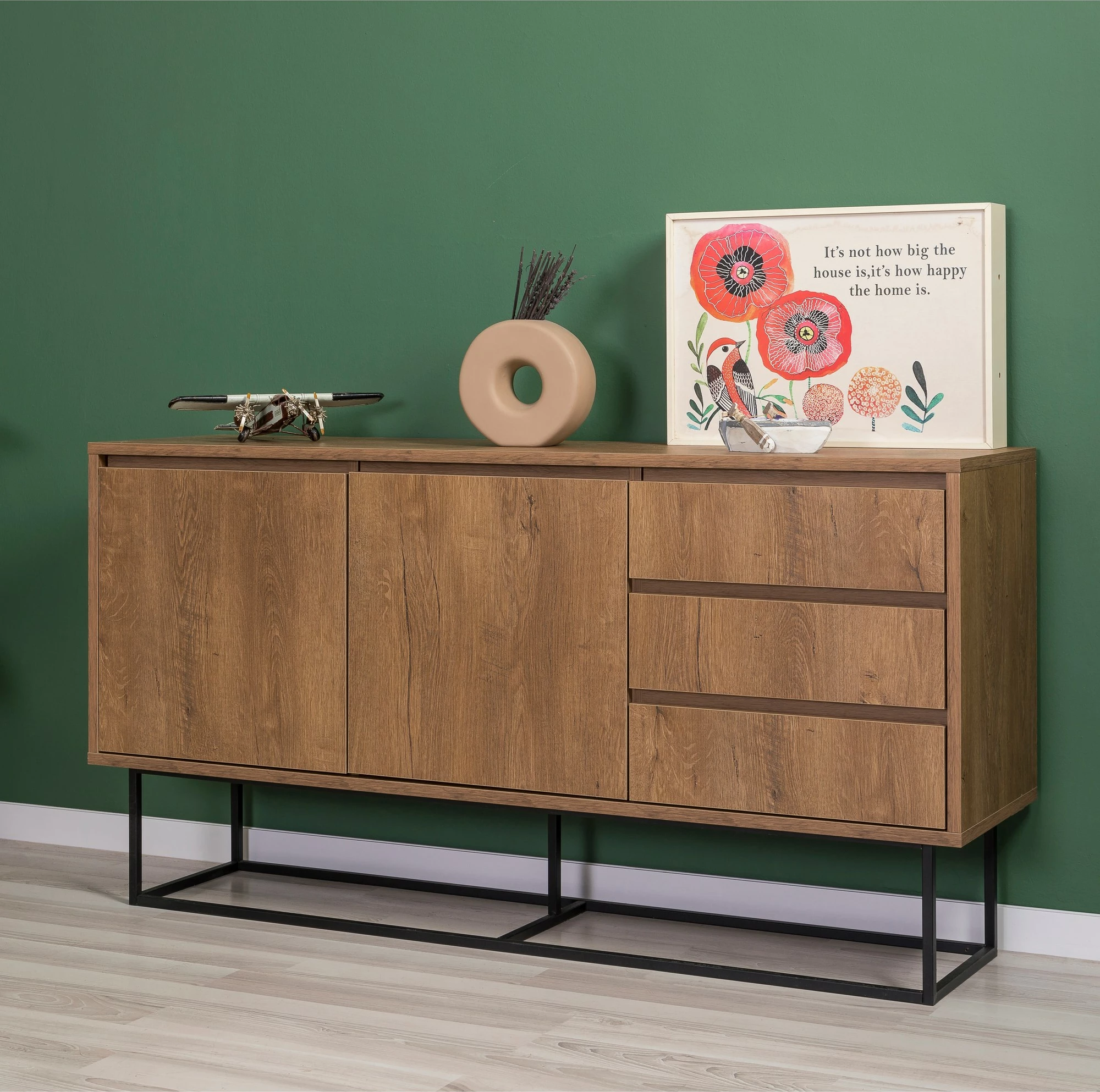 Set mobiljesh për dhomë dite Skye Decor, Laxus Takım 2, ngjyrë arrë dhe e zezë