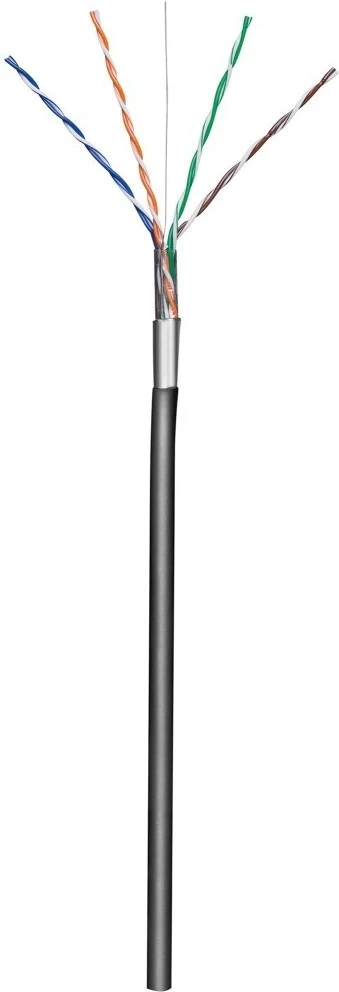 Kabllo Ethernet Techly Cat.5E F/UTP 305m për Jashtë, e Zezë