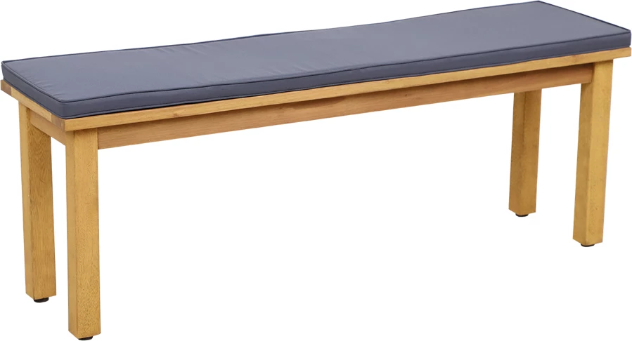 Bankë Piazza, dru natyral, jastëk gri i çelët, 130x35x45cm