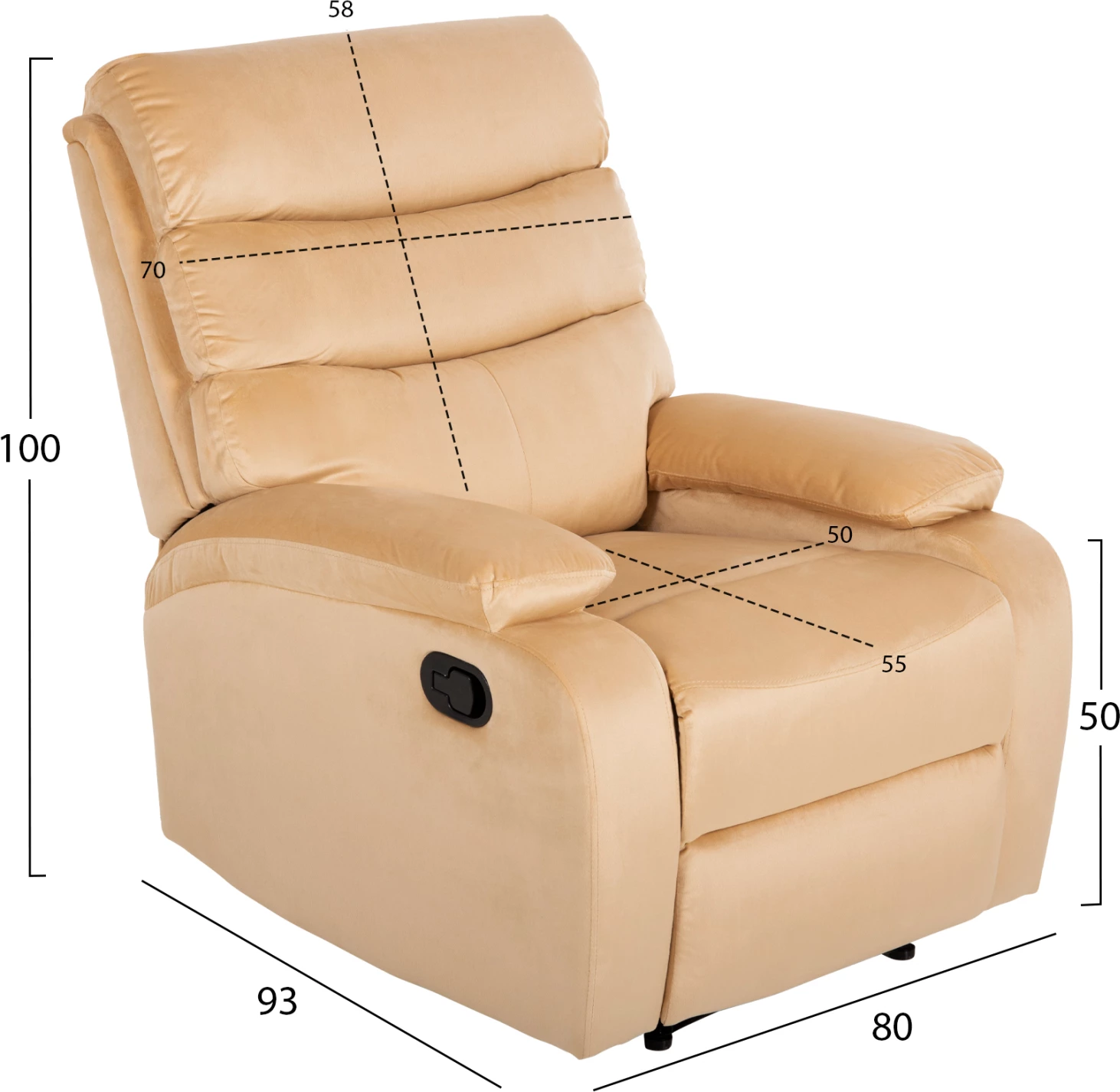 Karrige relaksuese YASUMU FH9783.05, kadife ecru, 80x93x100H cm
