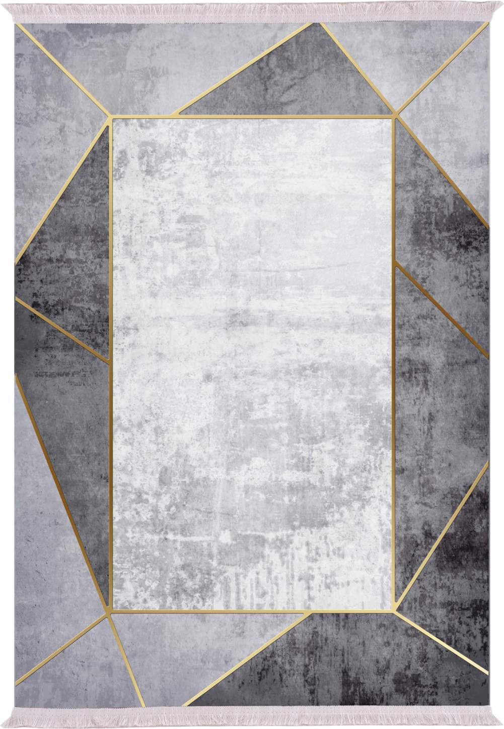 Tepih për dhomë ndeje me franja, FH7723.23, gri, 180x280