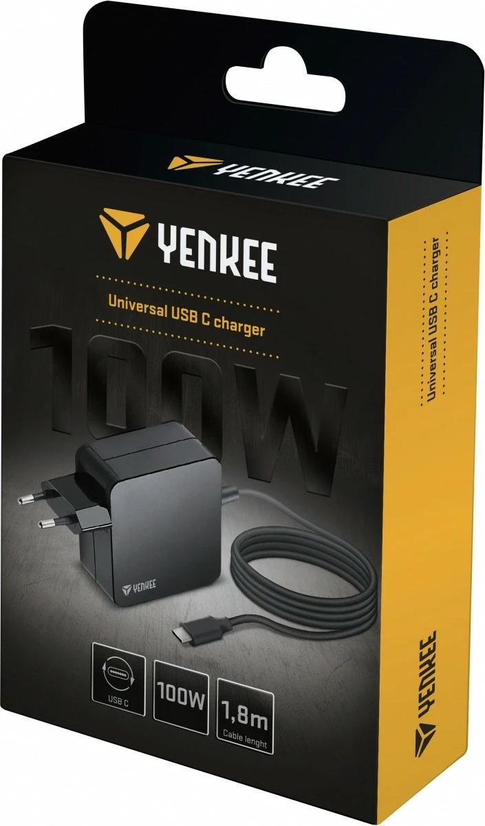 Karikues murit YENKEE YAU C100, 100W, USB Type-C, 1.8m, i zi