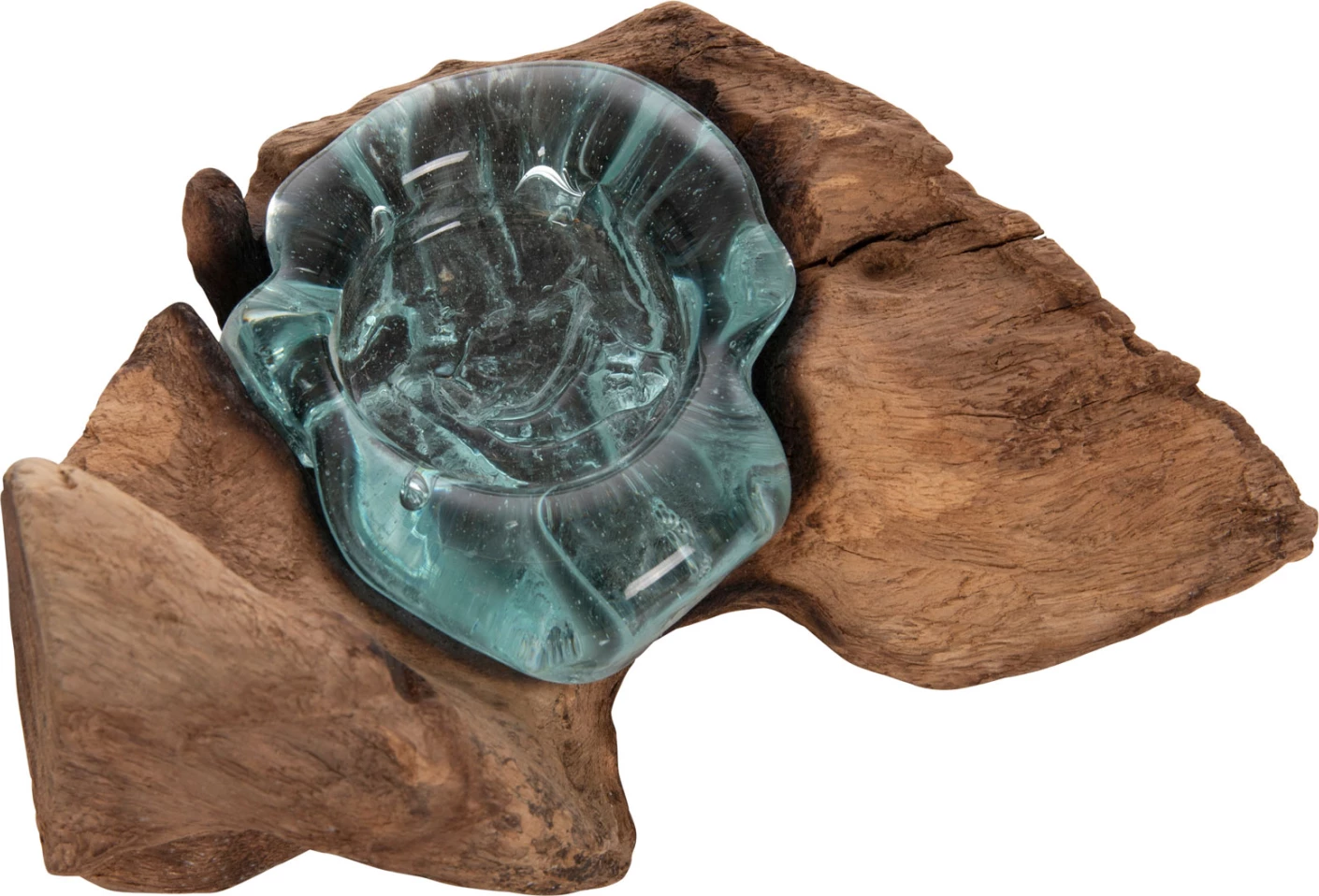 Dekor tavoline FH4283 bazë qiriri-1 vend-druri TEAK dhe qelq-natyral