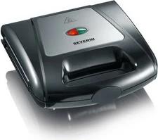 Aparat për waffle e sandviç Severin 2968, 1000W, 2 copa, pllaka të ndërrueshme, zi/krom