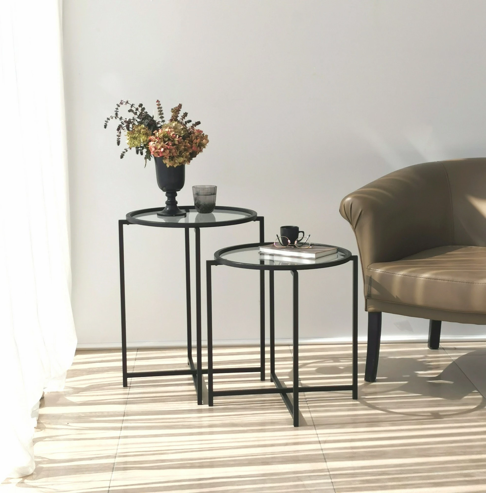 Set tavolinash anësore Skye Decor, S412, ngjyrë e zezë