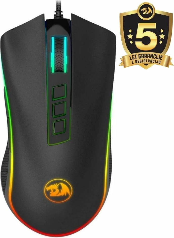 Maus gaming Redragon M711 Cobra Chroma, 10000 DPI, me kabllo USB, RGB, 9 butona, i zi