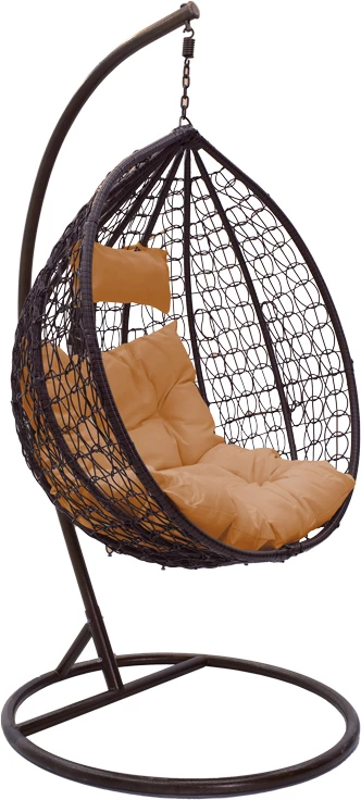 Karrige varëse për kopsht, metal-kafe, jastëk bezhë, 106x103x200cm