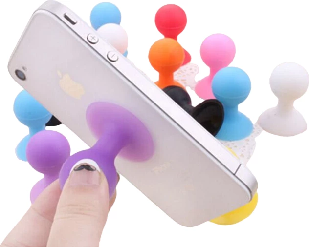 Mbajtës telefoni Hurtel me kokë të rrumbullakët, silikon, bardhë