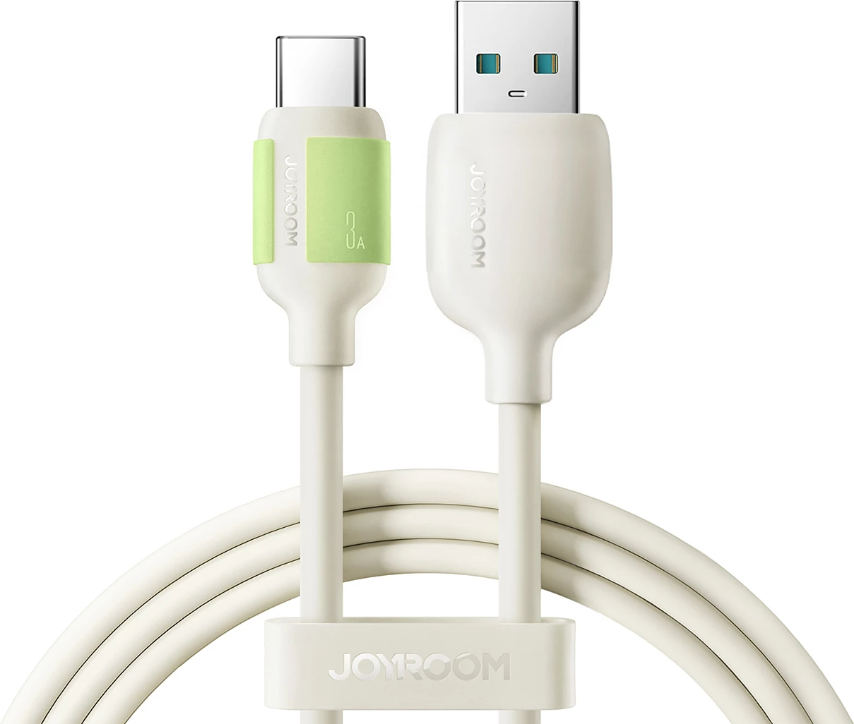 Kabllo Joyroom S-A53 USB-A në USB-C, 1.2m, 3A, majë fluoreshente, Bezhë