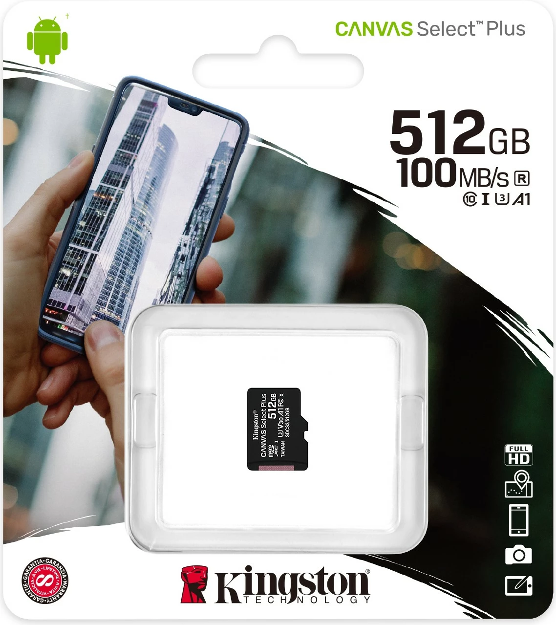 MicroSDXC Kingston Canvas Select Plus 512GB, Class 10, UHS-I, e zezë
