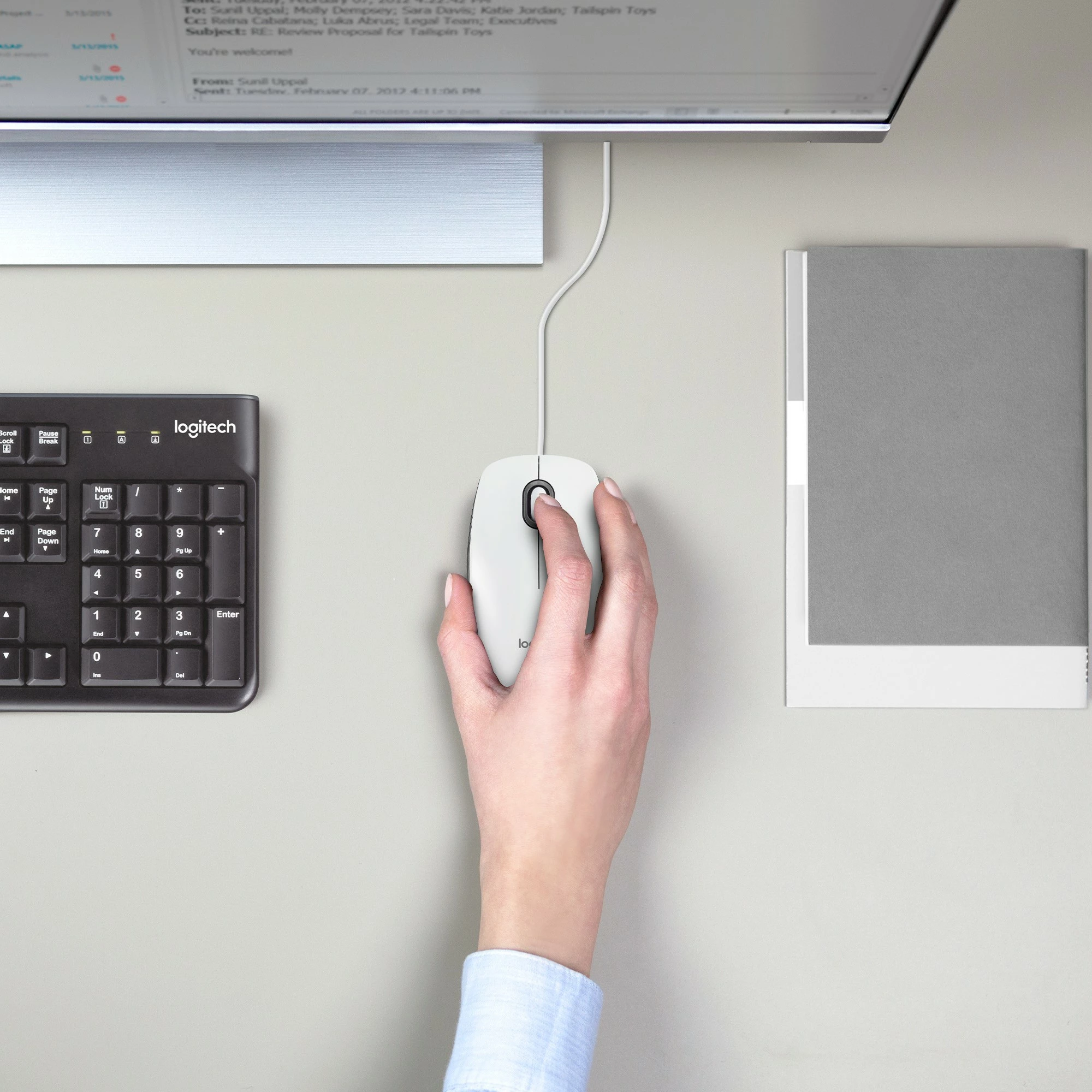 Maus Logitech M100, Ambidextrous, Optical, USB Type-A, 1000 DPI, Bardhë