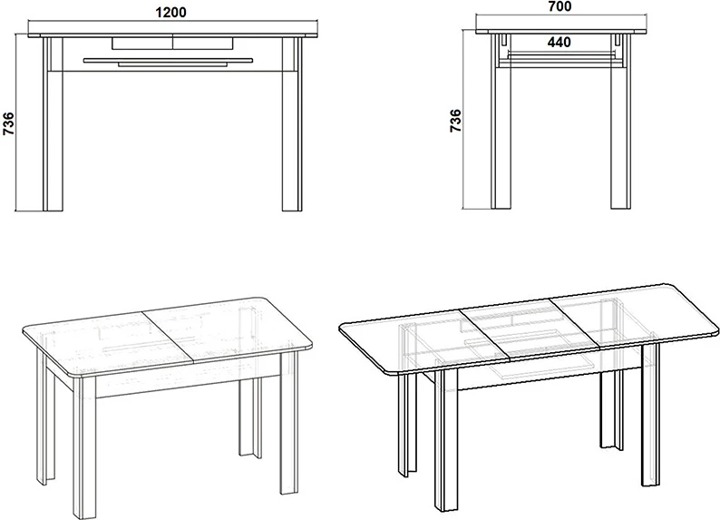 Tavolinë Quiin e zgjatshme, ngjyrë e bardhë, 120-174x70x73.5cm