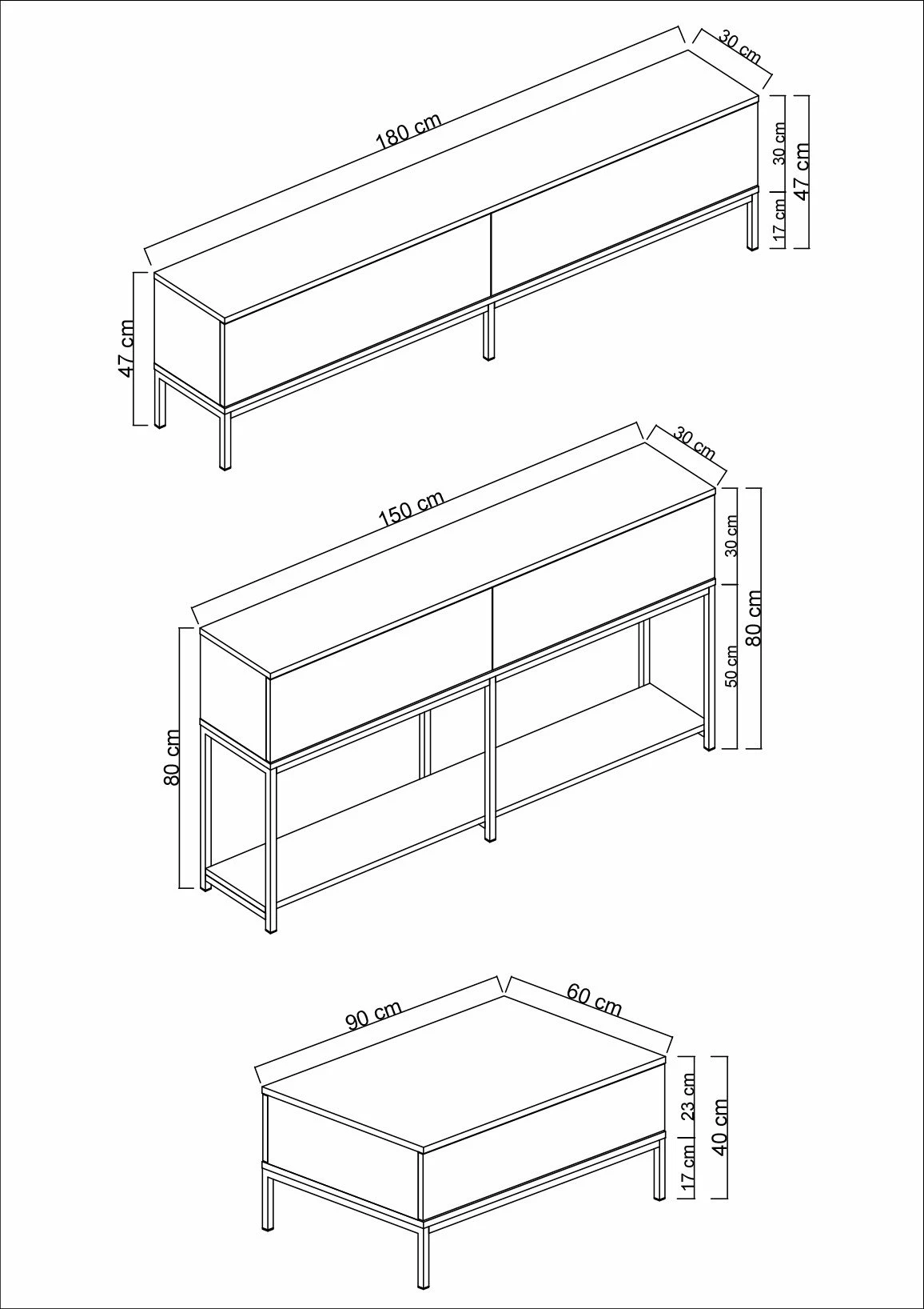 Set mobiljesh për dhomë dite, Hanah Home Lord, e zezë dhe e bardhë