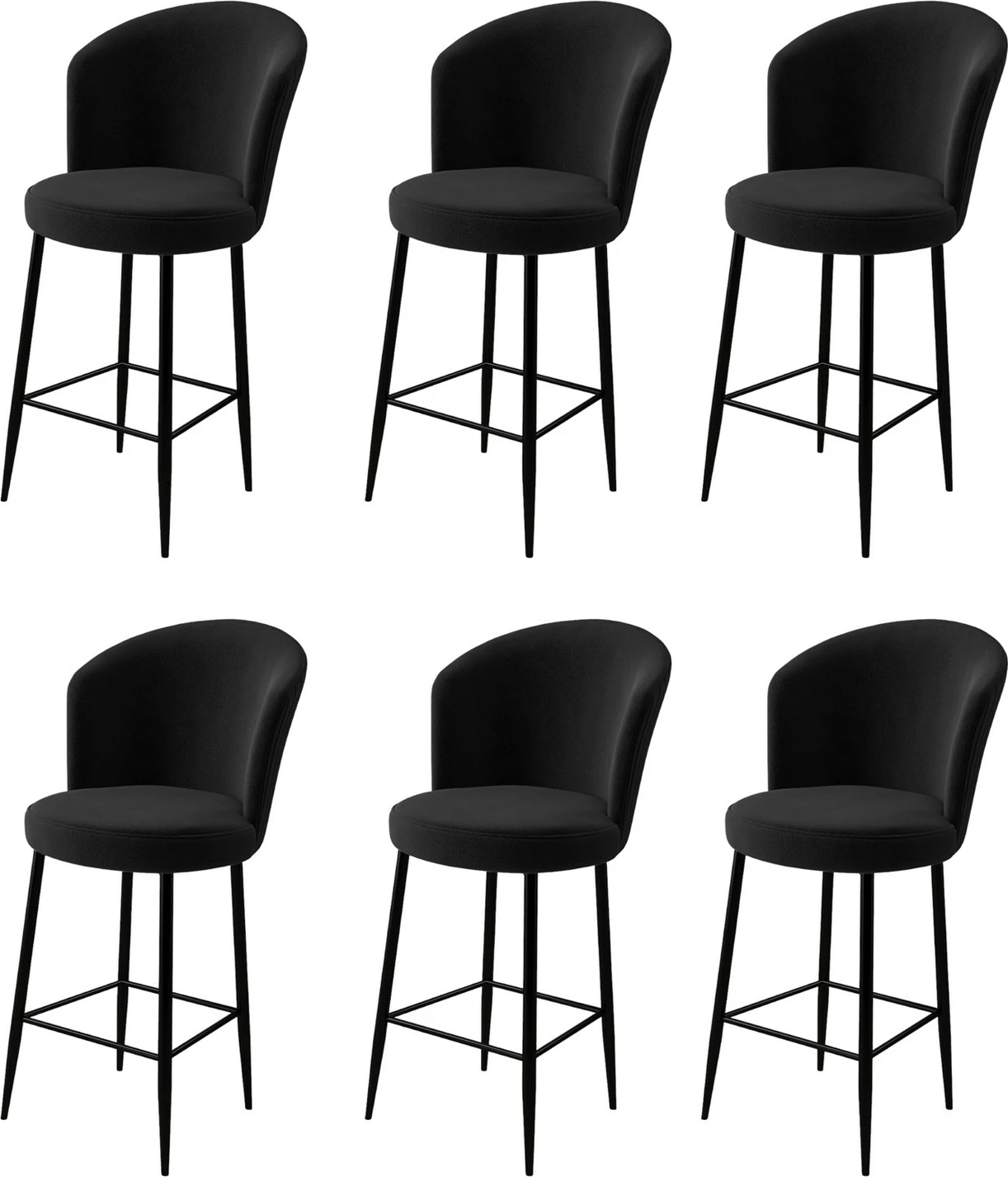 Set karrigesh për bar (6 copë), Hanah Home, Alte, e zezë