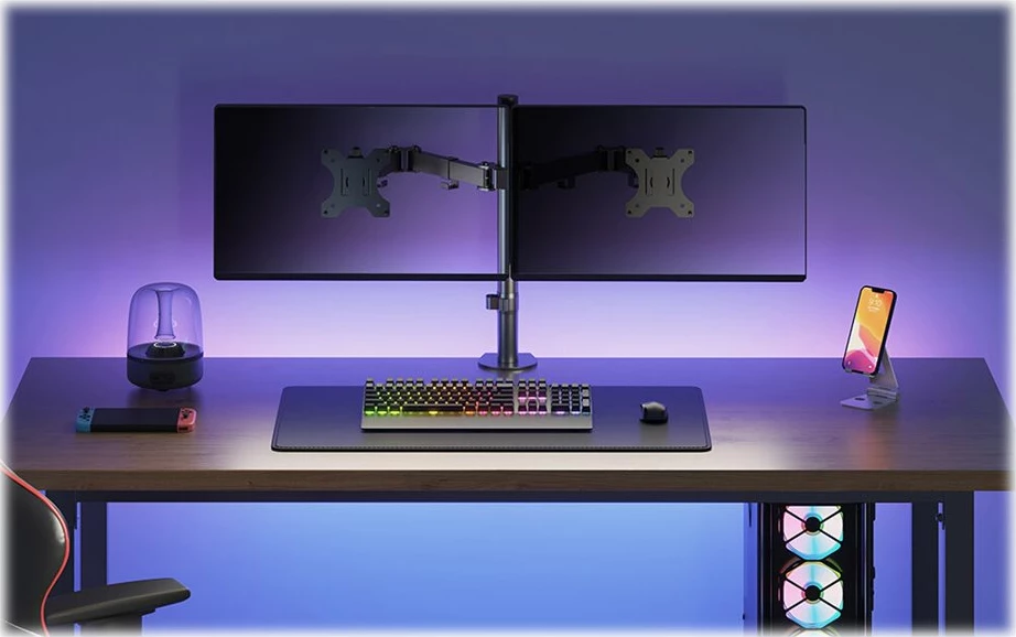 Mbajtës tavoline për dy monitorë Neomounts FPMA-D550DBLACK, i zi