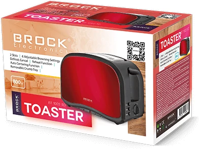 Toster Brock BT 1002 RD, 800W, 2 slota, kuqe