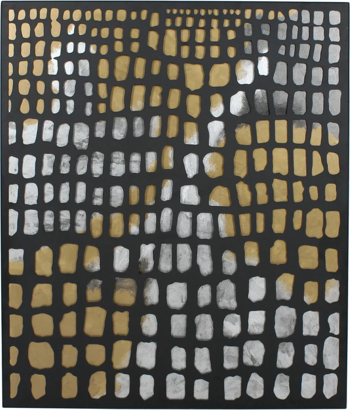 Pikturë dekorative Pic, metal i zi, ar, MDF i bardhë, 77x92x2cm