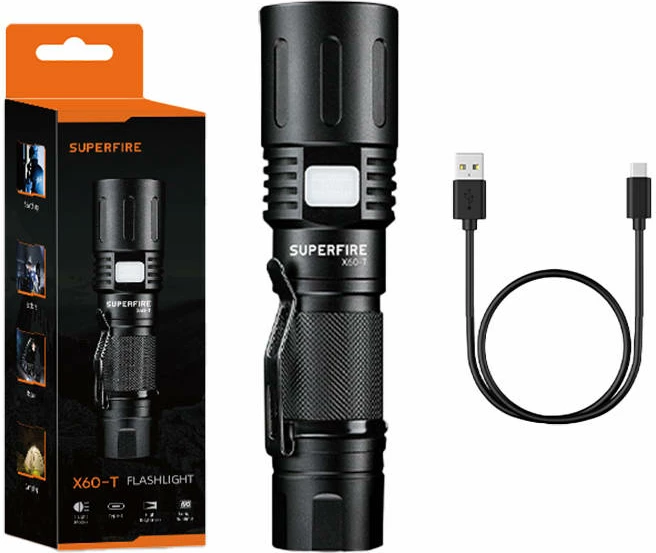 Elektrik dore Superfire X60-T, 1500lm, USB-C, i zi