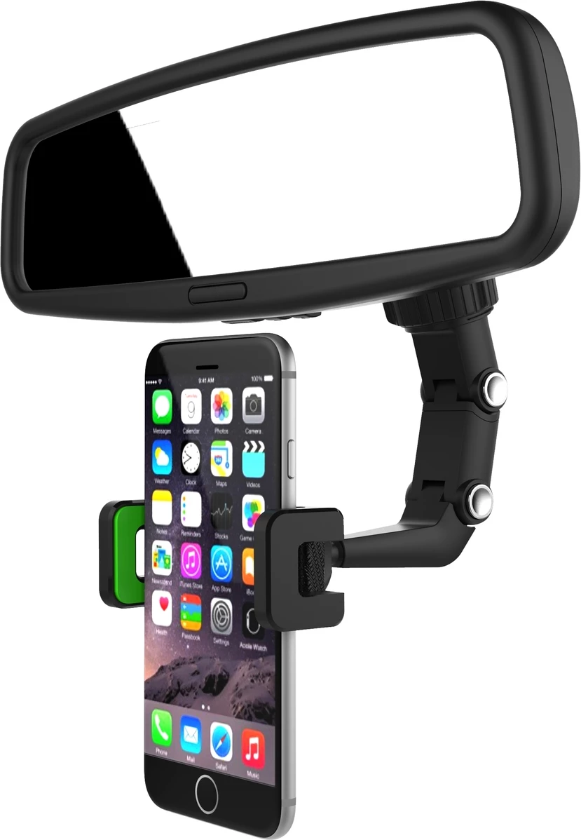 Mbështjellës për celular Hurtel, për pasqyrë të makinës, i rregullueshëm, i zi/gjelbër