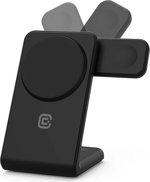 Karikues wireless 3-në-1 CRONG MagSpot me MagSafe, për iPhone, Apple Watch dhe AirPods, 20W, i zi