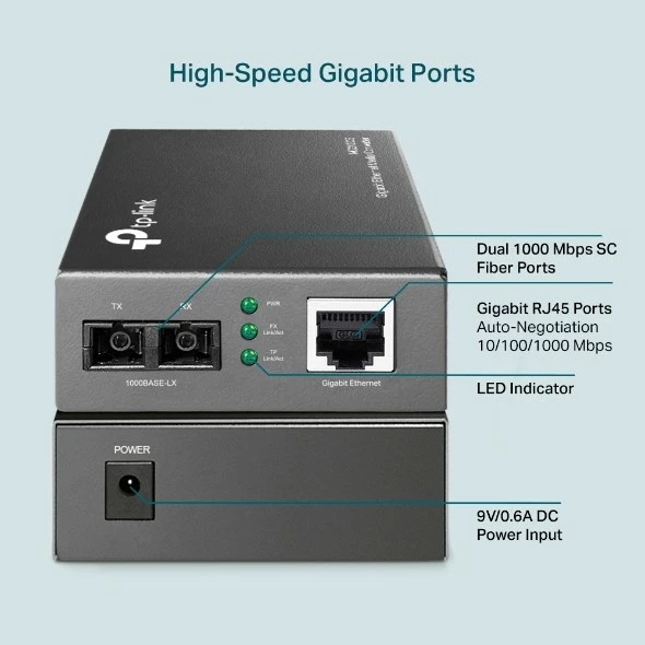 Media konvertues TP-Link MC210CS, Gigabit, 1000 Mbit/s, single-mode, SC, i zi