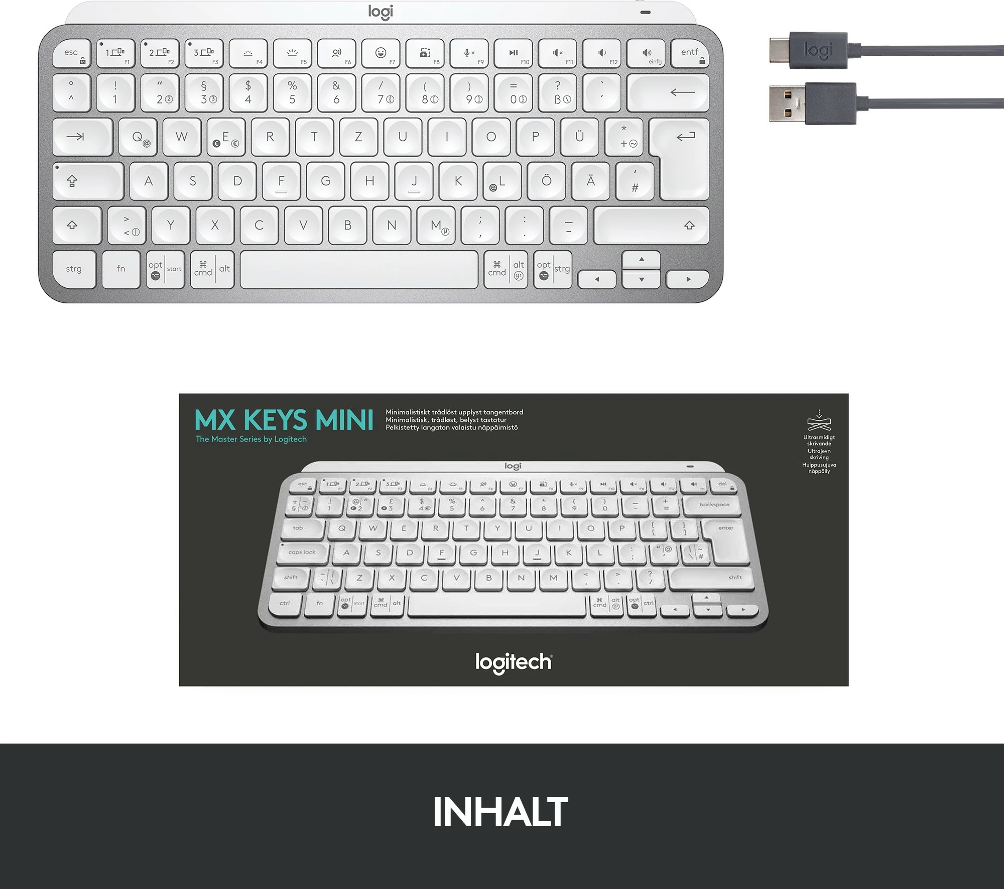 Tastierë wireless Logitech MX Keys Mini, e bardhë, me ndriçim