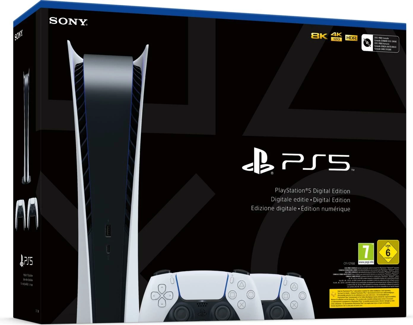 Konzollë PS5 Sony Digital Edition 825GB bardhë + 2 DualSense