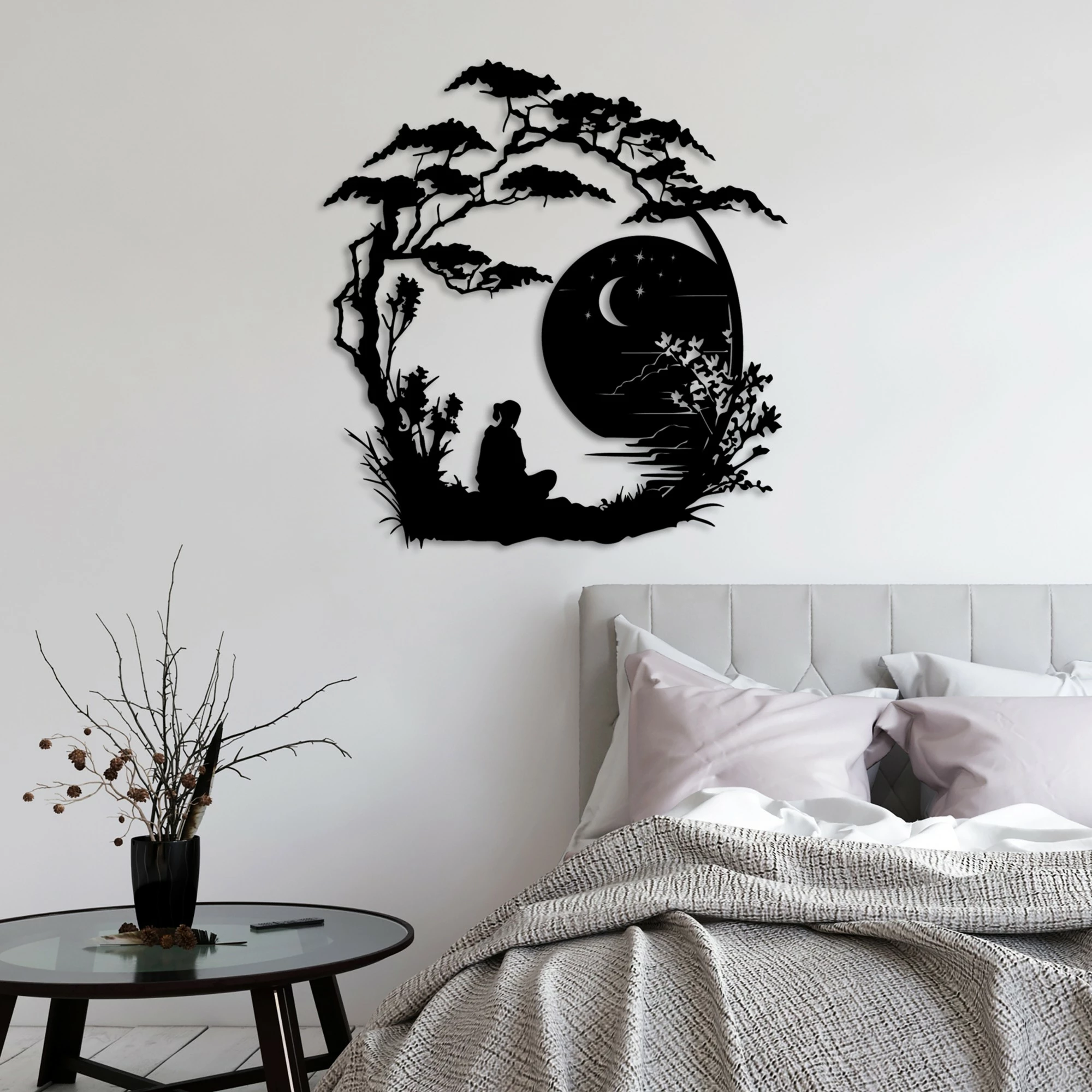 Aksesor dekorativ metalik për mur Wallity, The Seclusion, ngjyrë e zezë, 63x60cm