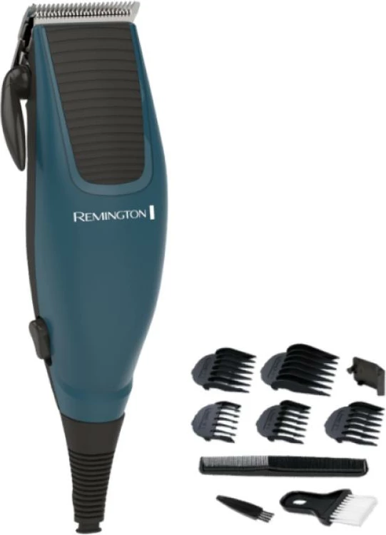Makinë prerëse flokësh, Remington HC5020, me rrymë, set 10-copësh me 5 krehëra udhëzues, blu
