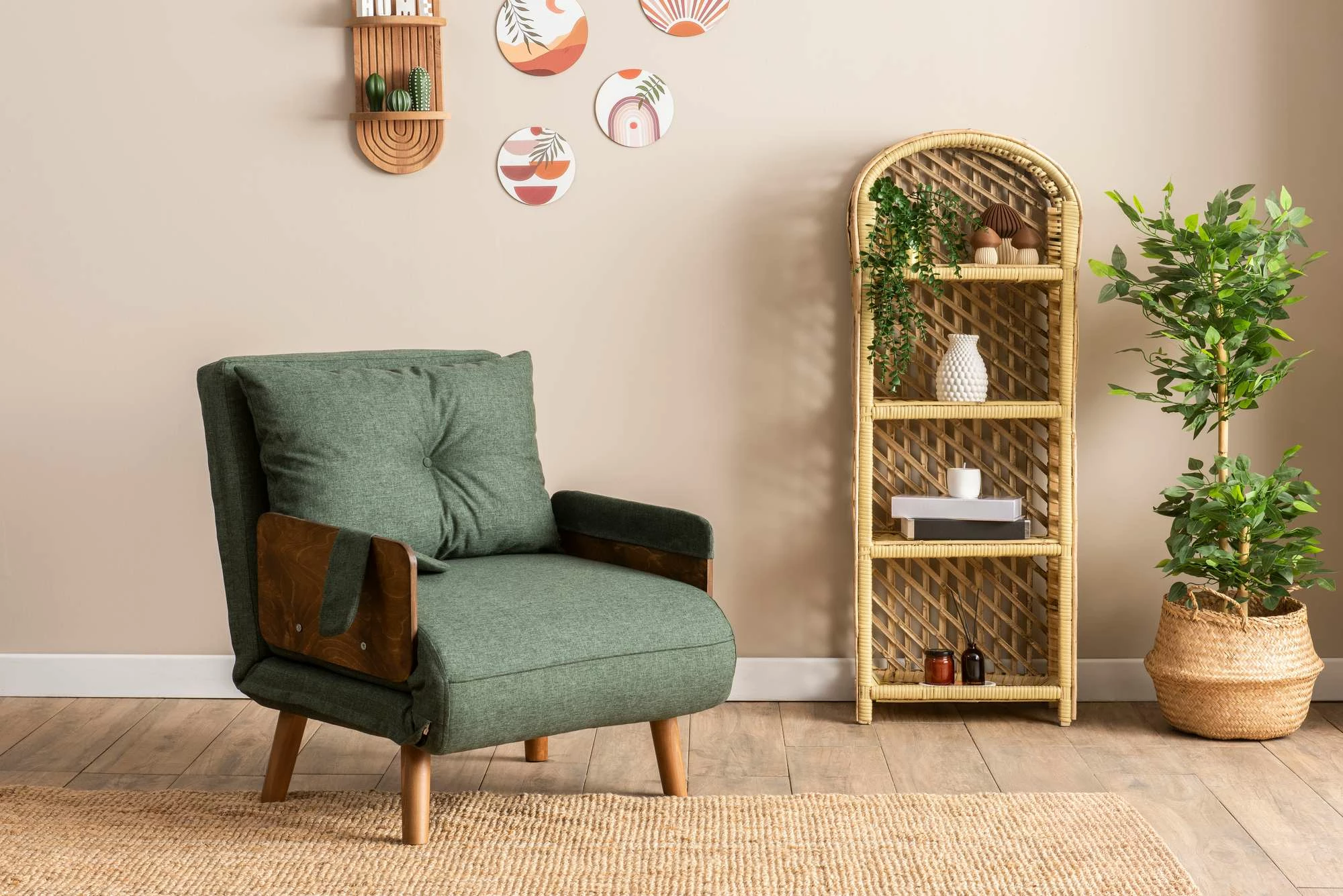 Krevat-karrige një vendës, Atelier del Sofa, Cosmo Single, ngjyrë e gjelbër