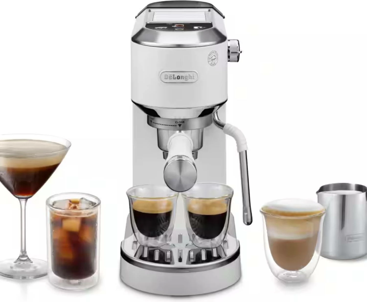 Makinë kafeje espresso DeLonghi Dedica Duo EC890.WI 15 bar, Cold Brew 5 min, 15 cm, e bardhë