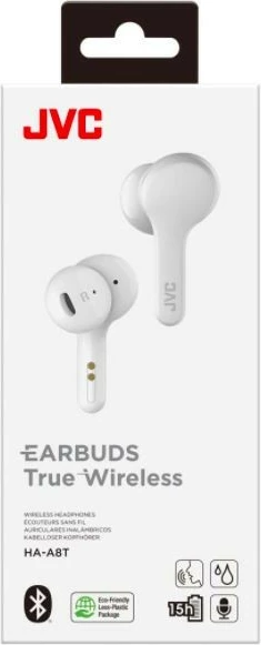 Kufje pa tela JVC HA-A8T, True Wireless, Bluetooth, të bardha